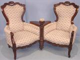 202 - Rosewood, Victorian, Double-seat, Courting Sofa with center sewing cabinet