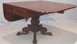 217 - Period, Mahogany, Drop-leaf Table with acanthus-carved base and one drawer