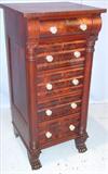 220 - Mahogany, Empire, 5-drawer Lingerie Chest with claw feet
