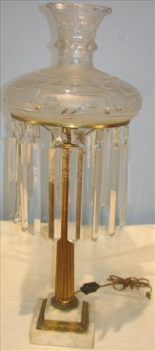 224 - Over-sized, Sinumbra Lamp with double-marble base, 31in. tall
