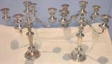 225 - Pair of Silver-over-copper Candelabras with English hallmarks, 19in. tall, 16in. wide
