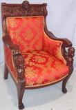 252 - Carved, Mahogany, Victorian Arm Chair with cupids and claw feet