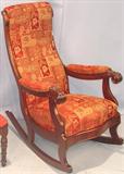 185 - Mahogany, Acanthus-carved, Early Victorian, Sleepy Hollow Rocker