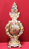 507 - 19th Century, Meissen Urn with delicately-designed urn, scene of Jesus in Galilea, 30in. tall