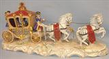 381 - Large, 19th Century, Dresden Carriage Centerpiece, 29in. long, 12in. tall
