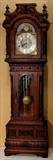 383 - Carved, Mahogany, 9-tube, 4 weight Grandfather Clock, 8ft. 6in. tall, 2ft. 4in. wide