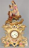 385 - Old Paris Clock with figural top, 22in. tall, 12in. wide