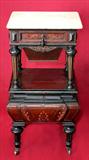 389 - Rare, Renaissance, Victorian, Marble top Half Commode with sewing basket