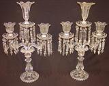 394 - Pair of Victorian, Crystal Candelabras, signed Baccarat