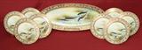 398 - Rare, 9-pc., Nippon Hand-painted Fish Set with heavy gold decoration
