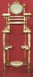 405 - Bronze & Onyx Etagere with crest mirror