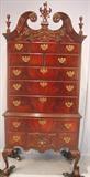 447 - Mahogany, Chippendale Highboy Chest with ball & claw feet, 80in. tall, 38in. wide, 20in. deep, ca. 1900