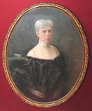 452 - 19th Century, Oil on Canvas of widowed lady, artist signed, 43x34in.