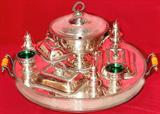463 - Victorian, Silver-plate, Supper Set with English hallmarks, 24in. Diameter