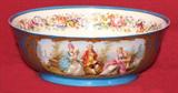 465 - Rare, 11.5in., Victorian, Sevres Scenic Bowl with floral decorated interior