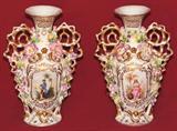 470 - Pair of 19th Century, Old Paris Scenic Vases
