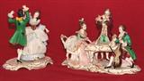 472 (L) - 19th Century, Dresden Figurine of lovers dancing; 473 (R) - 19th Century, Dresden Figurine of lady playing piano with accompanyists