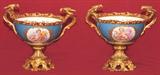 474 - Pair of 19th Century, Sevres & Gilt Bronze Vases with hand-painted cupids