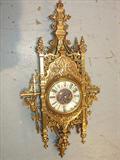 482 - Brass, Gothic, Wall Hanging Clock
