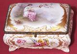 485 -19th Century, Dresden Jewelry Casket, 11in. wide, 7in. deep, signed Albert