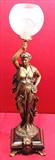 488 - Rare, Pair of large, Bronze, Figural Torchiere Lamps with marble and bronze bases, signed Gregoire, 37in. tall (left)