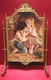489 - Gilt Bronze Fire Screen with Aubosson tapestry of children, 4ft. 2in. tall, 33in. wide