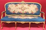 491 - Louis XV-style, Giltwood, 3-pc. Salon suite with needlepoint upholstery (sofa)
