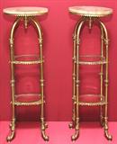 492 - Rare, Pair of Bronze & Onyx, 3-tier Pedestals, 42in. tall