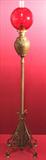 497 - Aesthetic Brass, Piano Lamp with ruby ball shade