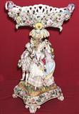 501 - Museum-quality, Monumental, 19th Century, Meissen Centerpiece with figurals draped in flowers, 31in. tall, 27in. wide