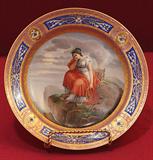 503 - 19th Century, Royal Vienna, Hand-painted & Gold Gilt Plate, Musician by the sea, artist signed