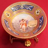 504 - 19th Century, Royal Vienna, 3-legged, Dessert Bowl with gold gilt, artist signed, from the Russian Imperial Exhibit (with tag)