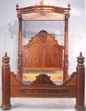 750 - Custom-made, Mahogany, Mallard-style, Half tester Bed, 108in. tall, 63.5in. wide, 84in. long