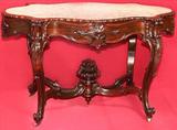 509 - Rosewood, Rococo, Meeks parlor table with insert marble