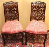512 - Pair of Rosewood sidechairs with pierce carved backs