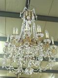 372 - 19th Century, 32-light, Bronze & Crystal Chandelier, electrified, 4ft. long, 2.5ft. wide