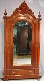 487 - Burl Walnut, Victorian Renaissance, 1-door Armoire, attr. to T. Brooks, 8.5ft. tall, 4.5ft. wide