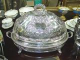 500 - Large, Repousse, English, Silver-plate Warmer 16in. tall, 25in. wide