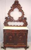 521- Solid Rosewood, Victorian, Marble top Sideboard signed J. & J.W. Meeks, NY, 94in. tall, 45in. wide, 21in. deep, ca. 1855