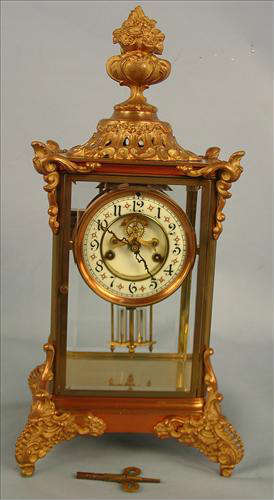 12 - Waterbury Avignon Crystal Regulator Clock, 18in. T, 9in. W., runs good, excellent condition