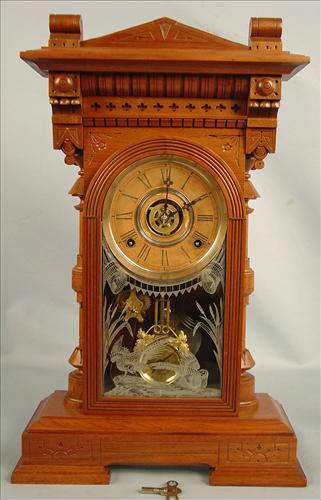 43 - Gilbert Pandia Clock, 21in. T, 13in. W, excellent condition