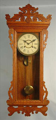 132 - Waterbury Oak Springfield Clock, 40in. T, 16in. W