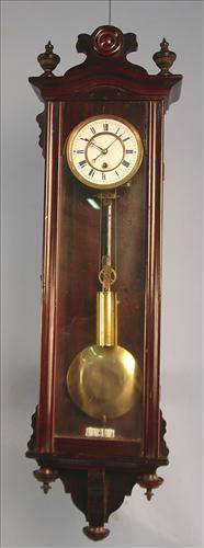 138 - Miniature Vienna One Weight Regulator Clock, 29in. T, 8in. W.