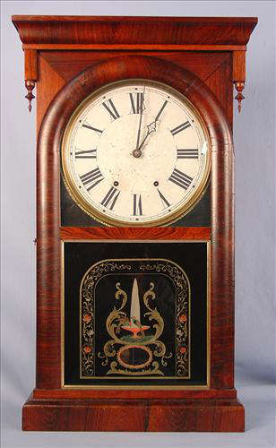 135 - Ansonia Brass and Copper Eight Day Weight Clock, rosewood, 33in. T, 20in. W, ca. 1870