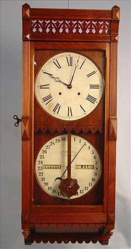 146 - Ithaca Double Dial Brisbane Clock, 42in. T, 16in. W