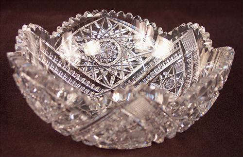 164 - Brilliant Cut Glass Bowl, 3in. T, 8in. Dia.