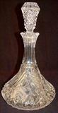 168 - Cut Glass Wine Decanter with cut roses and stopper, 12in. T, 8in. Dia.