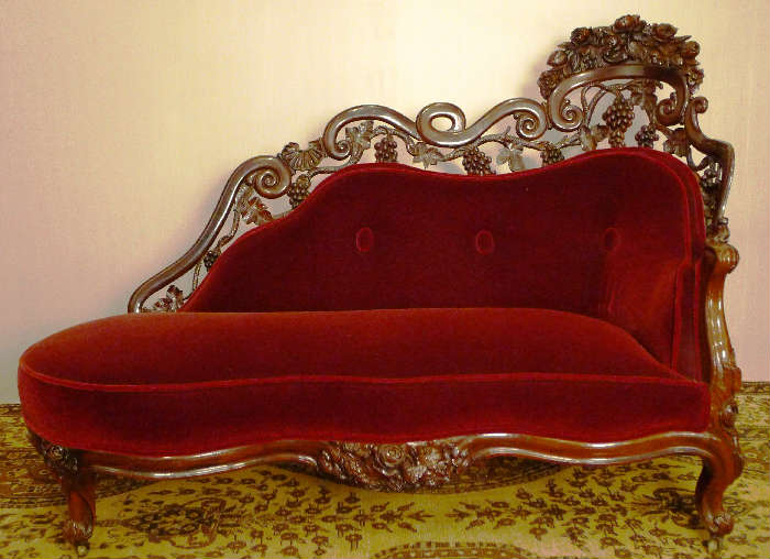 305 - Rare Rosewood Recamier by J.H. Belter, Fountain Elms Pattern, mint condition, laminated, 6ft L, 4ft. T, ca. 1850.