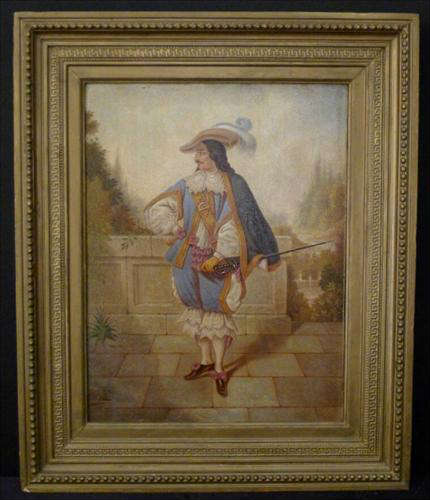 282 - Pair of Oil Paintings on Wood Panel, girl and French Scene.