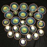 283 - 70 Pieces of Beehive Mark set of China, green and blue, hand painted.